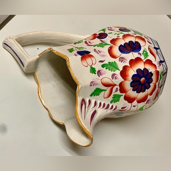 19th Century Antique Gaudy Welsh Grape Pattern Hand Painted Luster Pitcher Jug - Picture 12 of 16